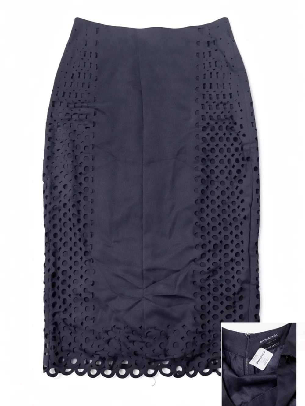 Banana Republic Navy Laser-Cut Pencil Skirt